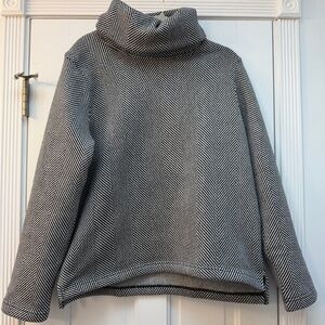 J. Crew Black and White Herringbone Cowl Turtleneck Sweater